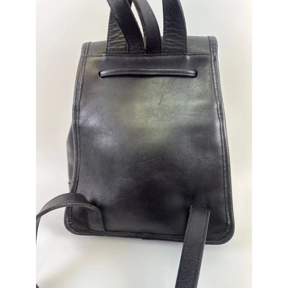 Coach Vintage Leather Mini Backpack 9960 Black Turnlock Flap Buckles Small 90s